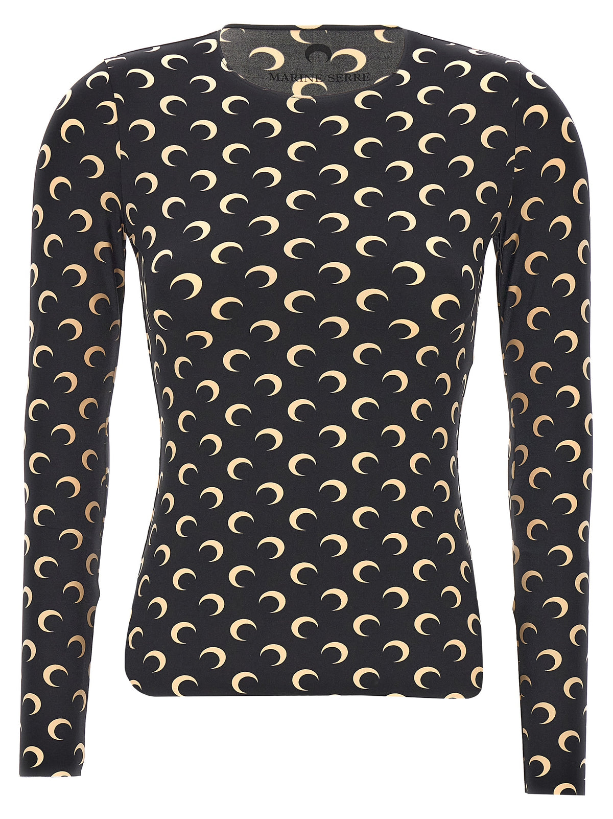 Marine Serre Women's Long-Sleeve Crew Neck Stretch Polyamide T-Shirt - Black