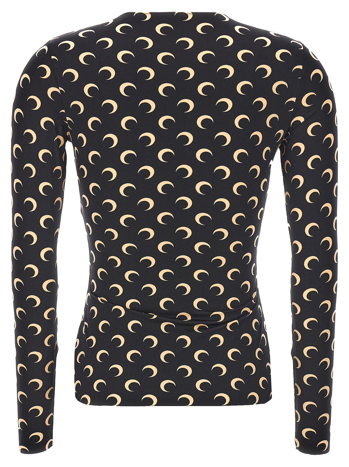 Marine Serre Women's Long-Sleeve Crew Neck Stretch Polyamide T-Shirt - Black