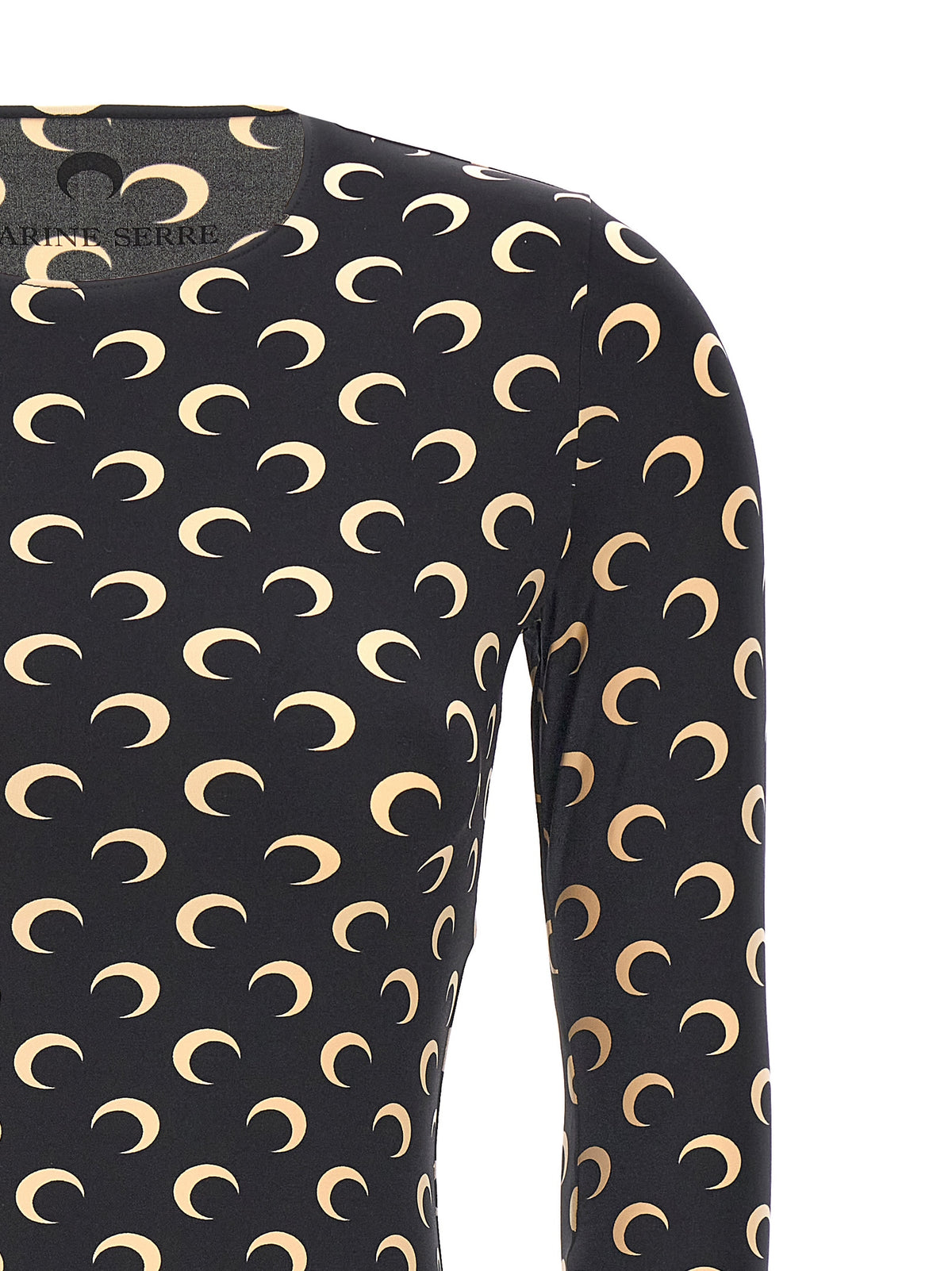 Marine Serre Women's Long-Sleeve Crew Neck Stretch Polyamide T-Shirt - Black