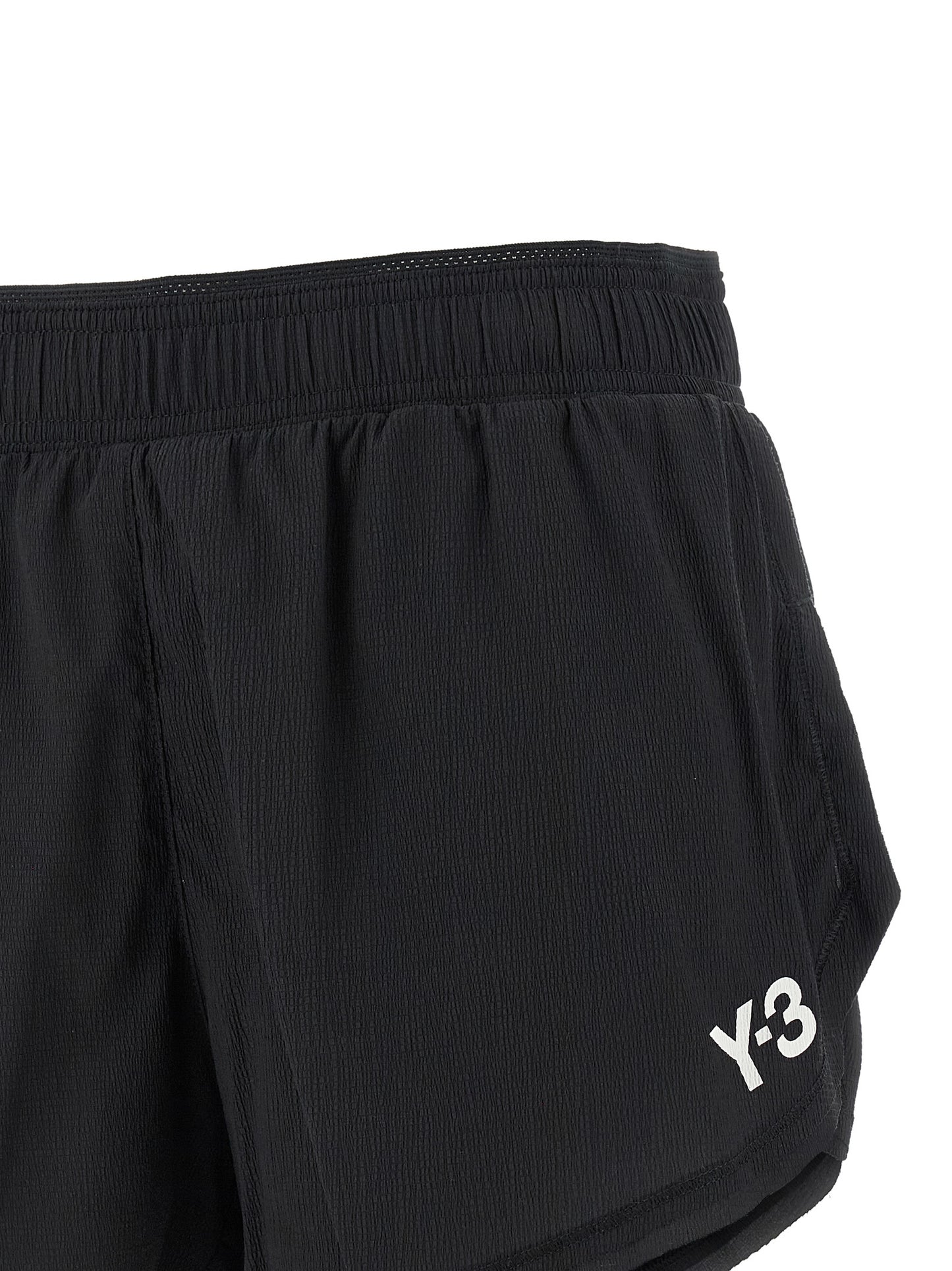 Bermuda Shorts by Y-3 for women in stretch polyamide black & print features an tailored silhouette, showcasing a tailored athletic & wide with a short and for a sophisticated look.