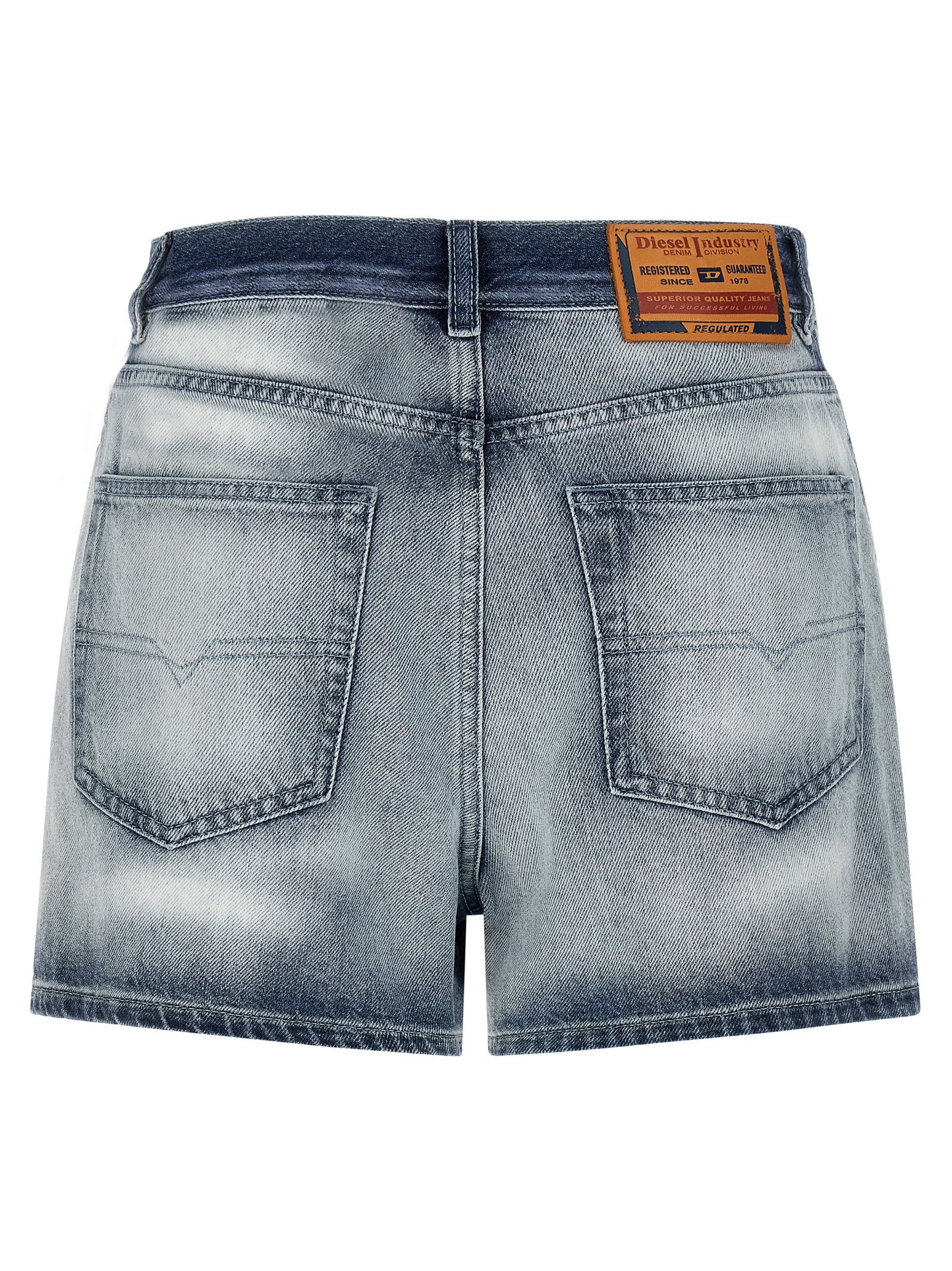 Diesel Women's Regular Fit High Rise Lyocell & Denim Cotton Shorts - Light Blue
