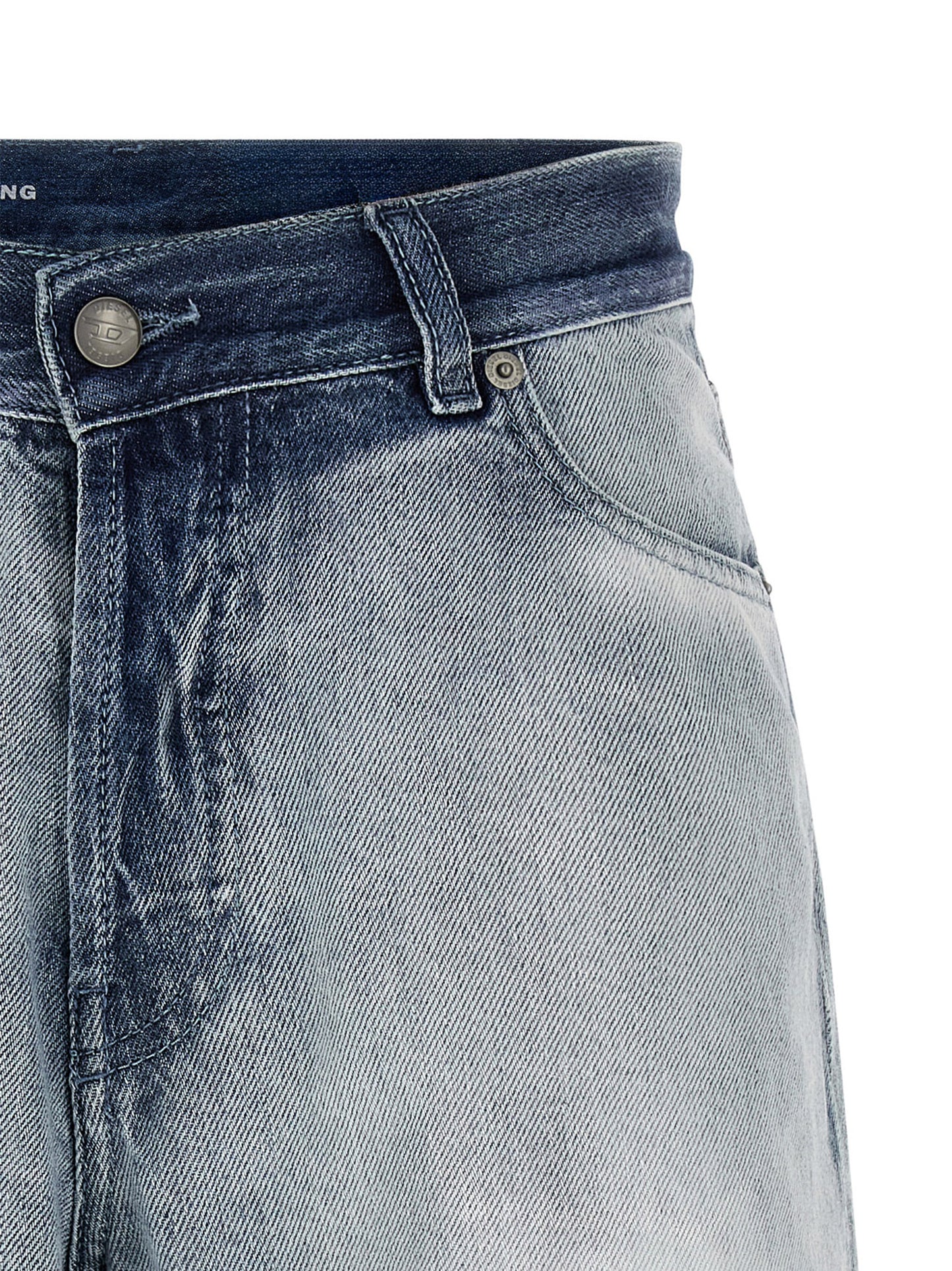 Diesel Women's Regular Fit High Rise Lyocell & Denim Cotton Shorts - Light Blue
