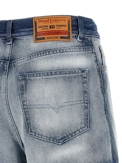Diesel Women's Regular Fit High Rise Lyocell & Denim Cotton Shorts - Light Blue