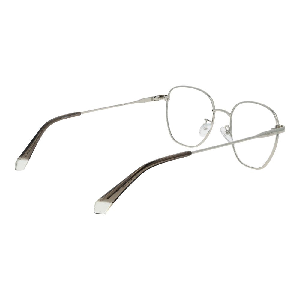 Eyeglasses Frames by Polaroid for men in metal silver features an refined silhouette, showcasing a sophisticated silver coloured frame and refined full-frame frame design for a refined look.