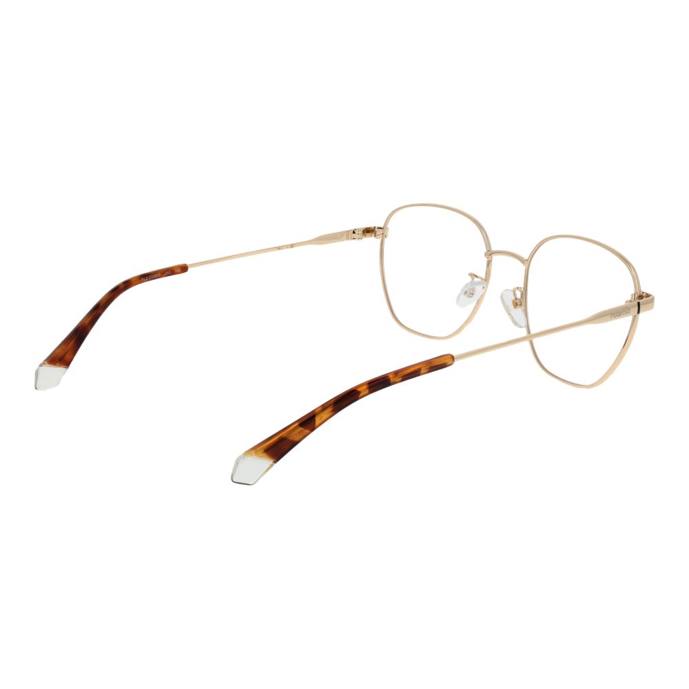 Eyeglasses Frames by Polaroid for men in metal gold features an refined silhouette, showcasing the refined gold coloured frame and sophisticated full-frame frame design.