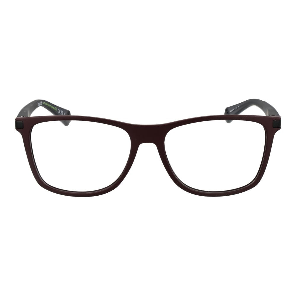 Eyeglasses Frames by Polaroid for men in polyester burgundy features an refined silhouette, showcasing the refined burgundy coloured frame and sophisticated full-frame frame design.