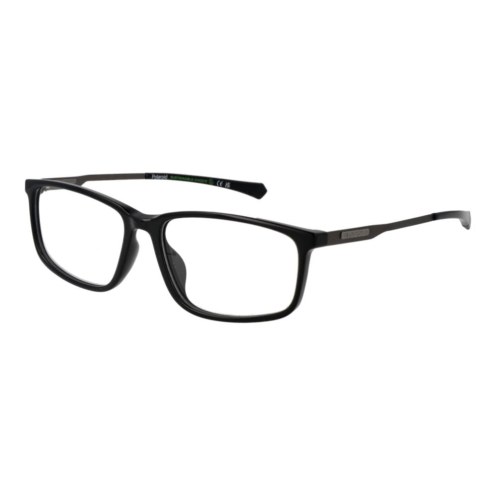 Eyeglasses Frames by Polaroid for men in polyamide black features a refined silhouette, showcasing a refined black coloured frame and full-frame frame design for a sophisticated, premium look.