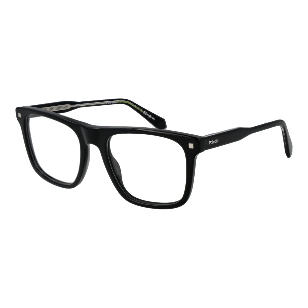 Eyeglasses Frames by Polaroid for men in acetate black features an refined silhouette, showcasing the refined black coloured frame and sophisticated full-frame frame design.