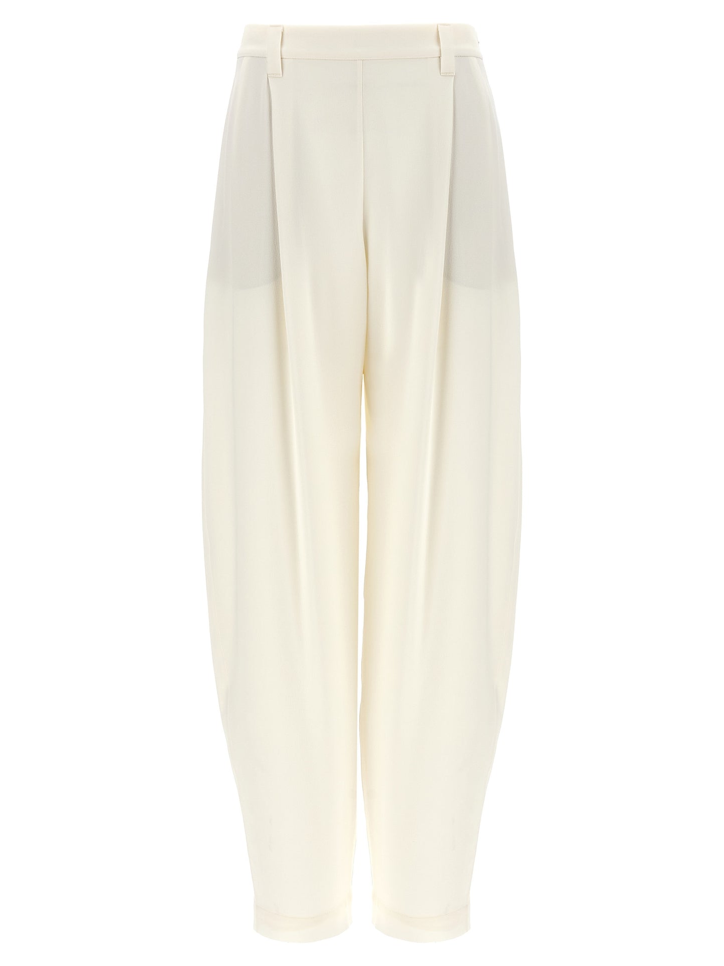 Brunello Cucinelli White Silk Casual Pants