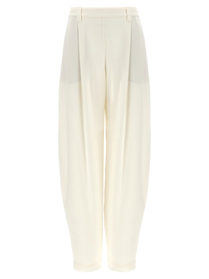 Brunello Cucinelli White Silk Casual Pants