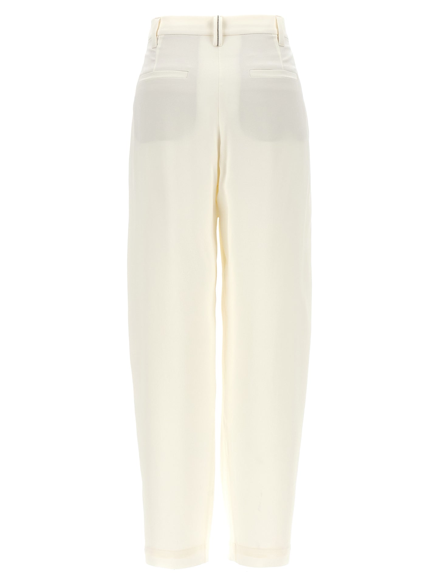 Brunello Cucinelli White Silk Casual Pants