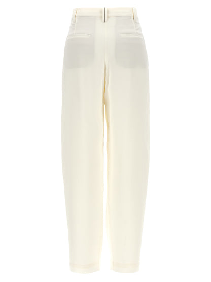 Brunello Cucinelli White Silk Casual Pants