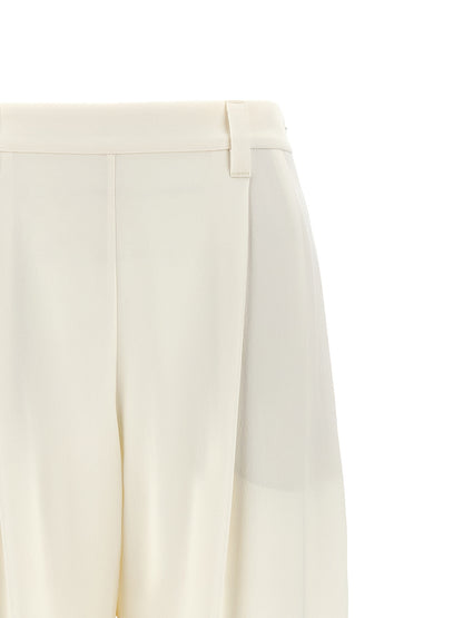 Brunello Cucinelli White Silk Casual Pants