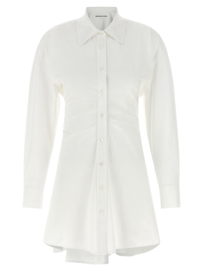 Dress by Alexander Wang for women in stretch cotton plush pearl & white features an sultry silhouette defined by a and , falling to an sultry short mini for a sultry look.