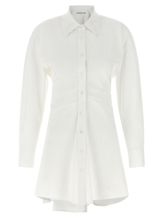 Dress by Alexander Wang for women in stretch cotton plush pearl & white features an sultry silhouette defined by a and , falling to an sultry short mini for a sultry look.