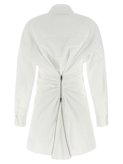 Dress by Alexander Wang for women in stretch cotton plush pearl & white features an eye catching silhouette with a sophisticated , elegant , and a refined short mini for a eye catching aesthetic.