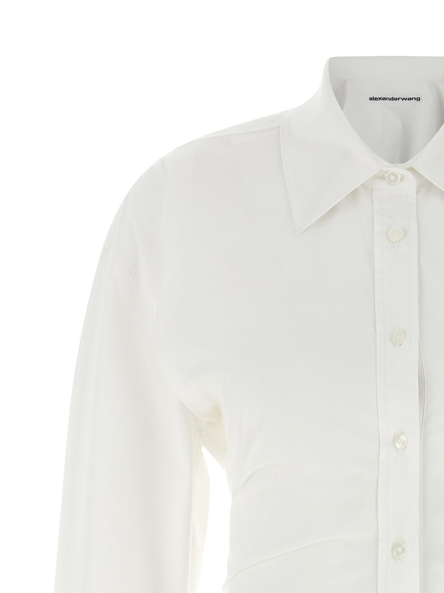 Dress by Alexander Wang for women in stretch cotton plush pearl & white features a dramatic silhouette, showcasing an elegant and that flows into a dramatic short mini.