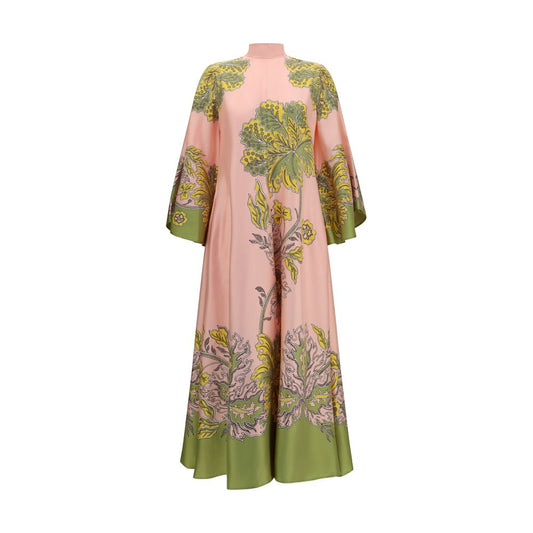 Dress by La Double J for women in silk twill multicolor, patterned & print showcases a striking silhouette, elegantly detailed with a long-sleeve, refined band-collar neckline, and a striking long for a striking finish.