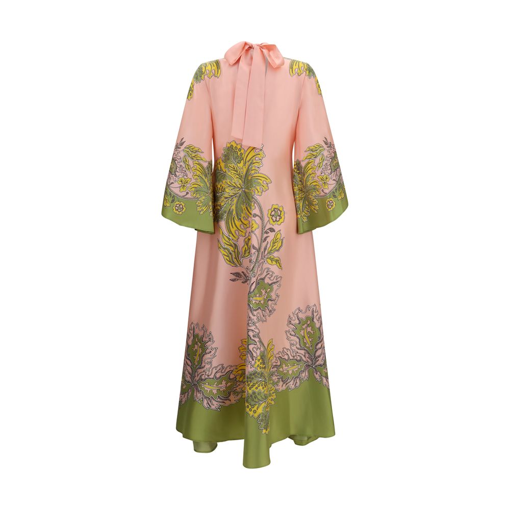 Dress by La Double J for women in silk twill multicolor, patterned & print features an cute silhouette, detailed with a and band-collar neckline that elegantly flows into a cute long.
