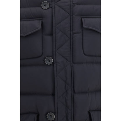 Hooded Puffer Jacket by Herno for men in polyester & goose-down black features an contemporary silhouette, showcasing a sophisticated and contemporary thermal, water-resistant, pockets, hooded & insulated for a truly refined look.