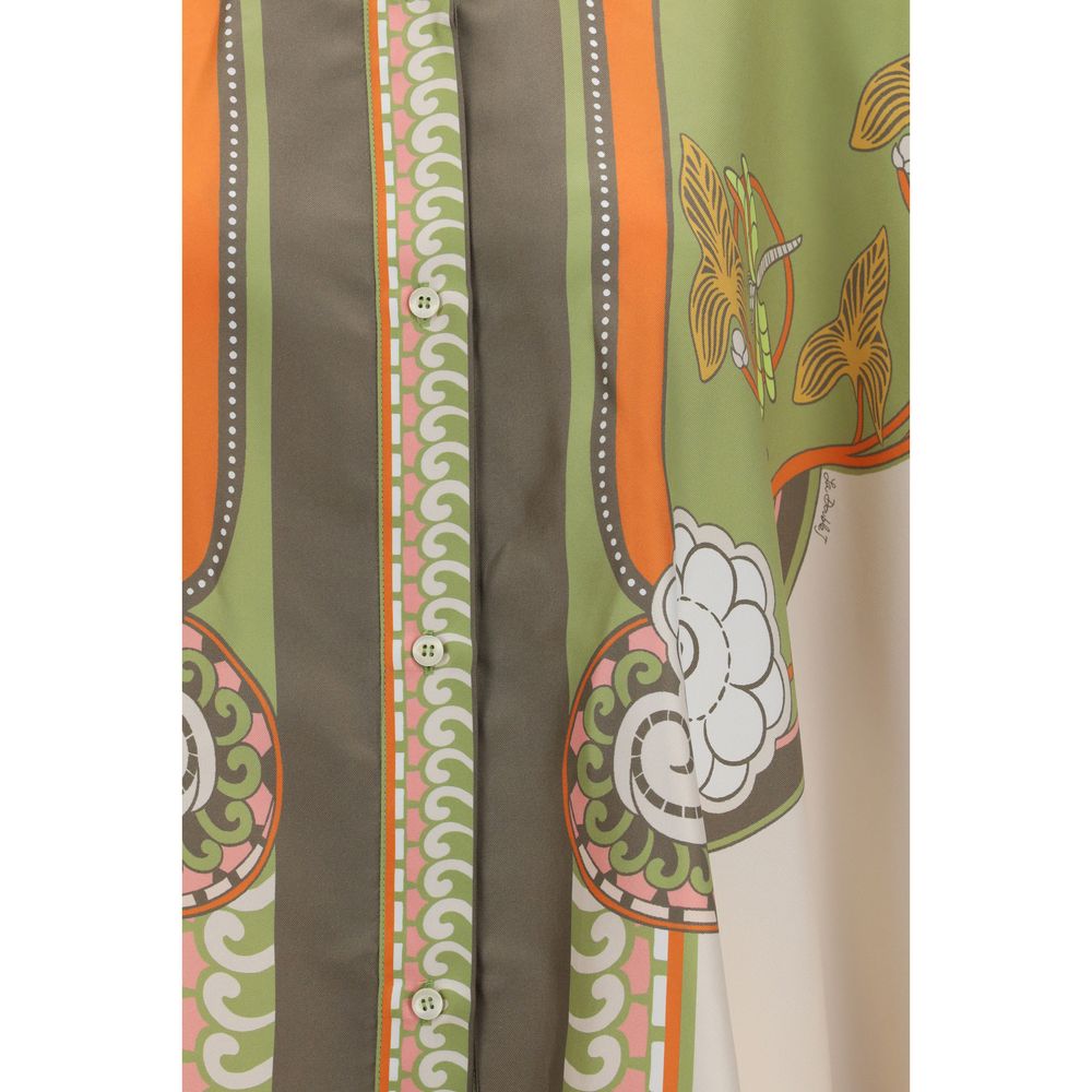 Shirt by La Double J for women in silk twill multicolor, patterned & print features an architectural silhouette with a refined and elegant for a architectural look.