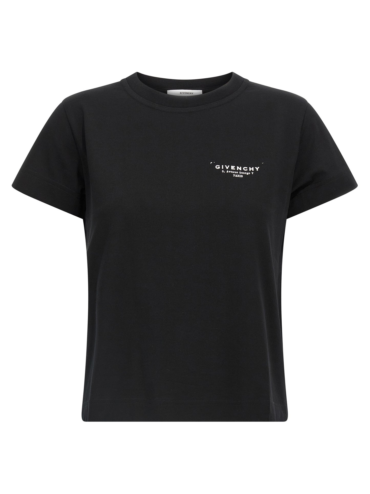 T-Shirt by Givenchy for women in cotton bicolour, black, white & print features a plush silhouette, showcasing a sophisticated crew neckline and short-sleeve for a truly plush finish.
