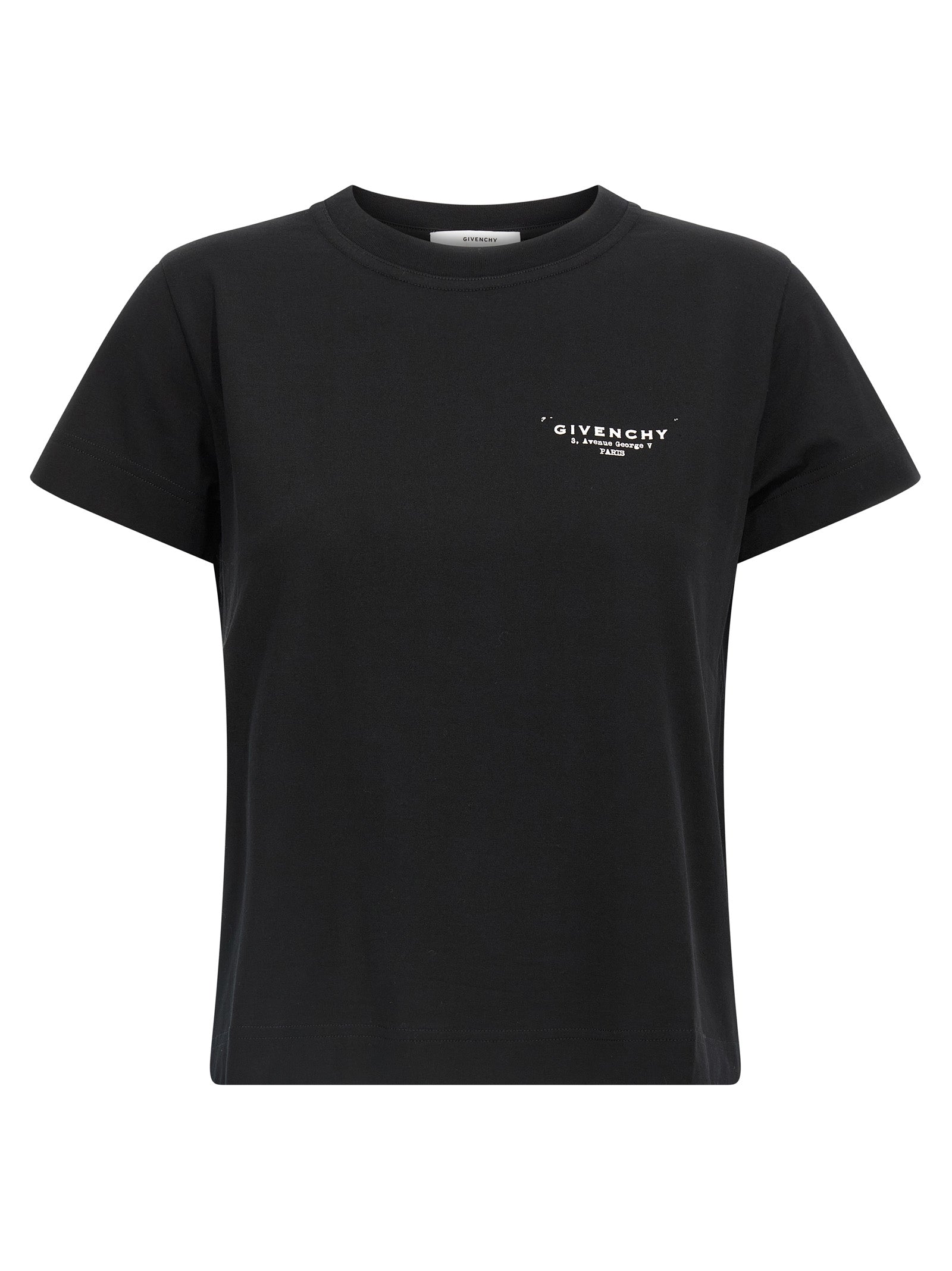 T-Shirt by Givenchy for women in cotton bicolour, black, white & print features a plush silhouette, showcasing a sophisticated crew neckline and short-sleeve for a truly plush finish.