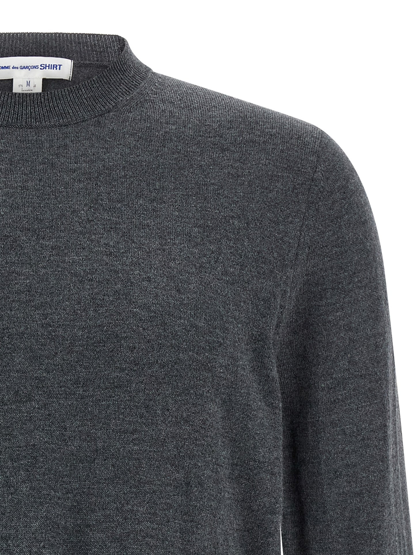 Cardigan by Comme Des Garçons for men in nylon wool & acetate gray presents a textural silhouette, artfully finished with a textural crew neckline and for a sophisticated, textural look.