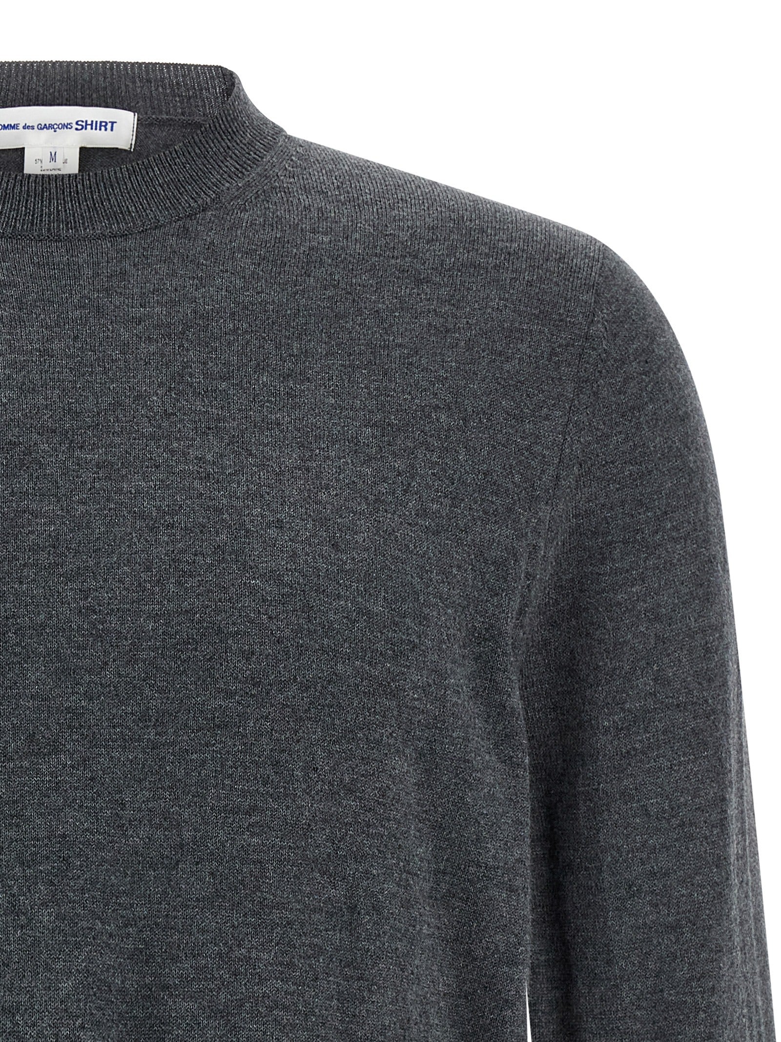 Cardigan by Comme Des Garçons for men in nylon wool & acetate gray presents a textural silhouette, artfully finished with a textural crew neckline and for a sophisticated, textural look.