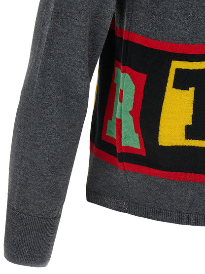 Cardigan by Comme Des Garçons for men in nylon wool & acetate gray showcases a captivating silhouette, artfully detailed with a captivating and for a truly sophisticated captivating look.