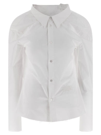 Blouse by MM6 Maison Margiela for women in cotton white & signature presents a discerning silhouette, showcasing a sophisticated and for a truly discerning finish.