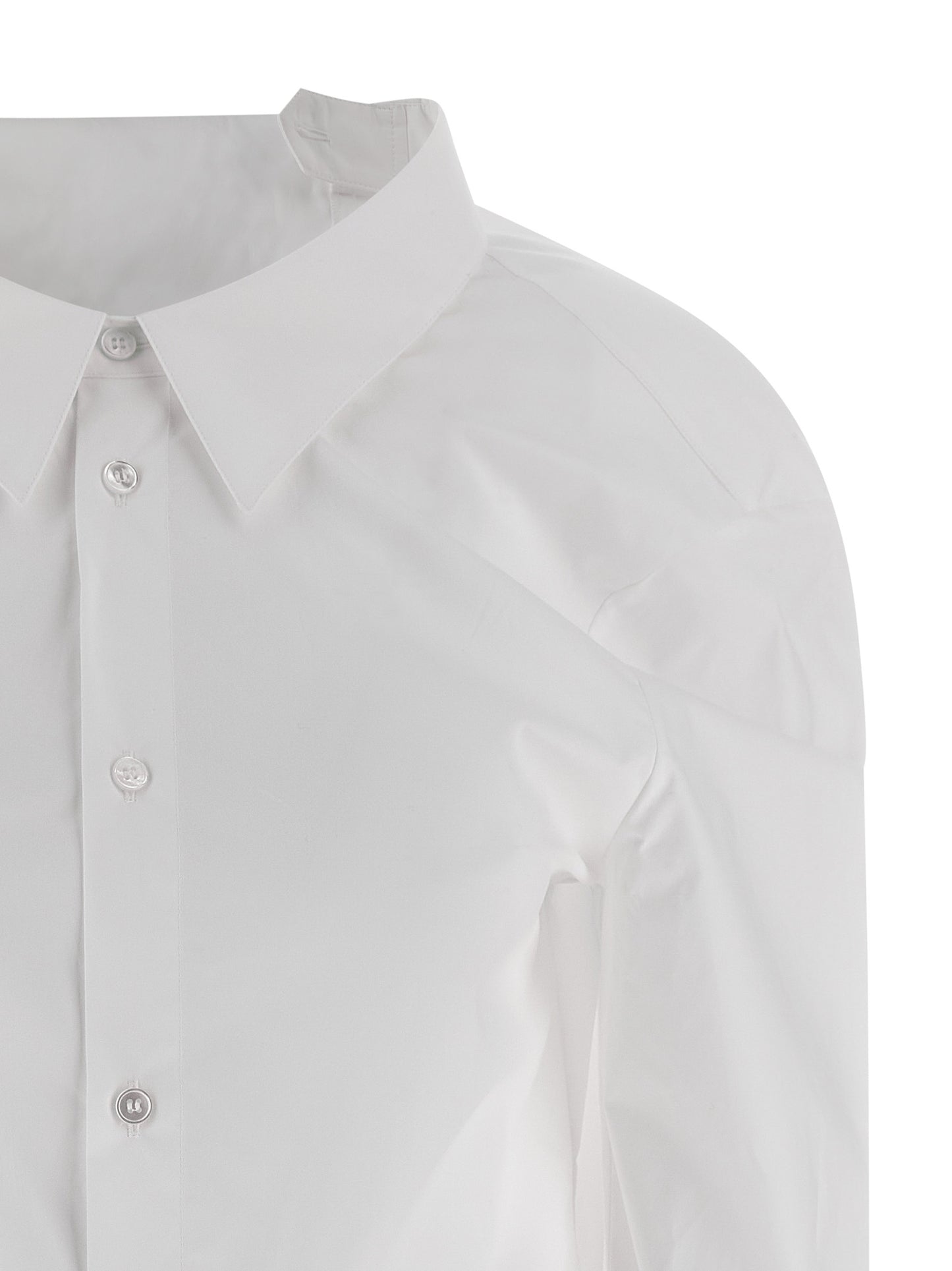 Blouse by MM6 Maison Margiela for women in cotton white & signature, featuring a nuanced and nuanced for a sophisticated finish.