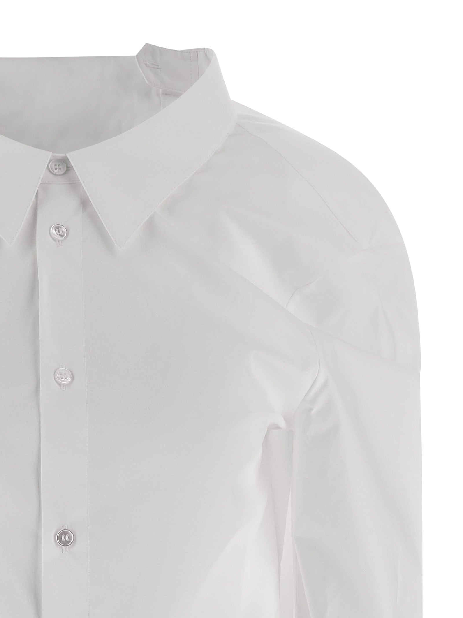 Blouse by MM6 Maison Margiela for women in cotton white & signature, featuring a nuanced and nuanced for a sophisticated finish.