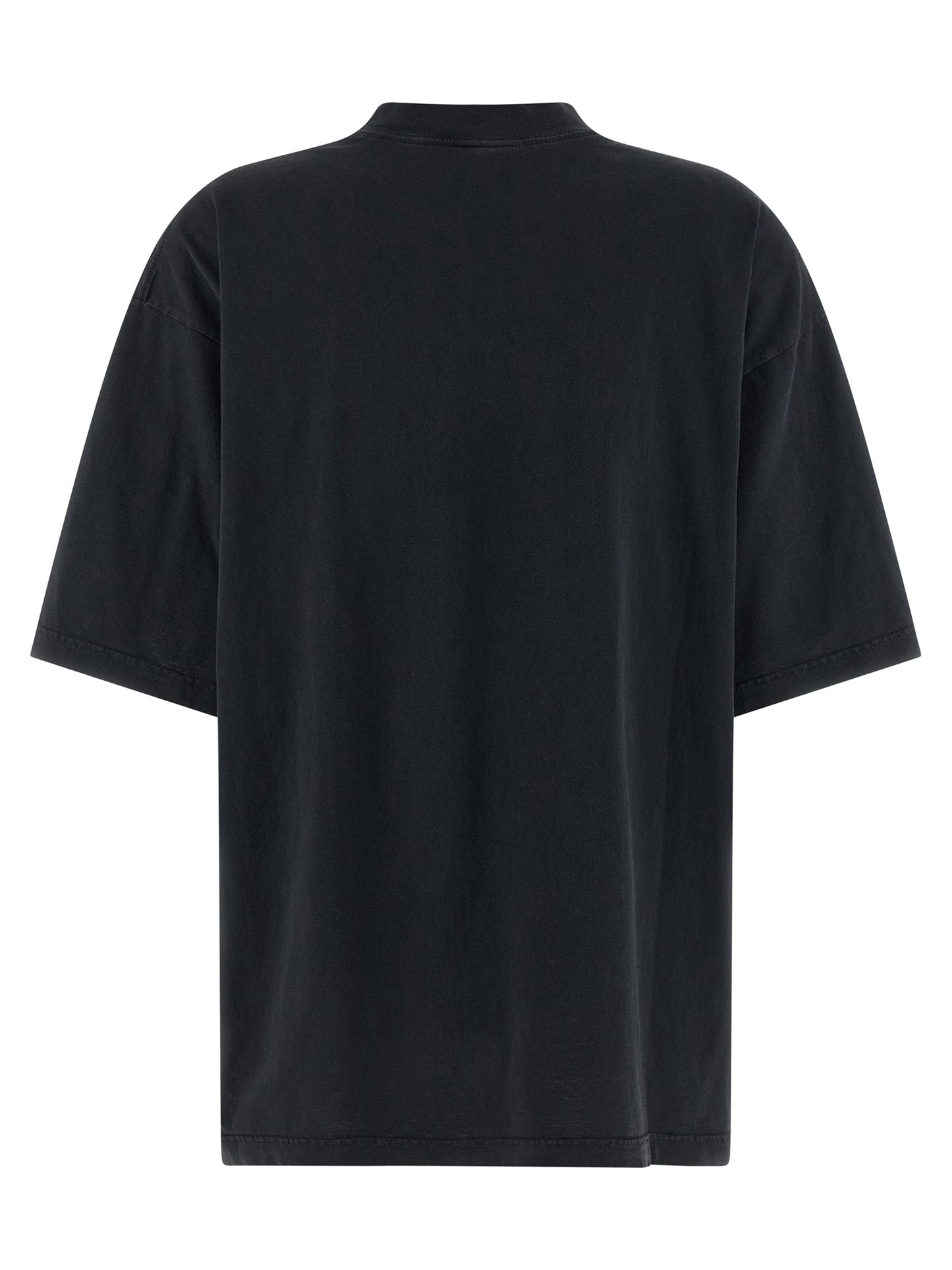 T-Shirt by Balenciaga for women in cotton black showcases a dramatic silhouette, elegantly detailed with a dramatic and for a truly dramatic finish.