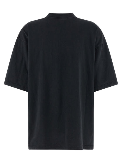 T-Shirt by Balenciaga for women in cotton black showcases a dramatic silhouette, elegantly detailed with a dramatic and for a truly dramatic finish.