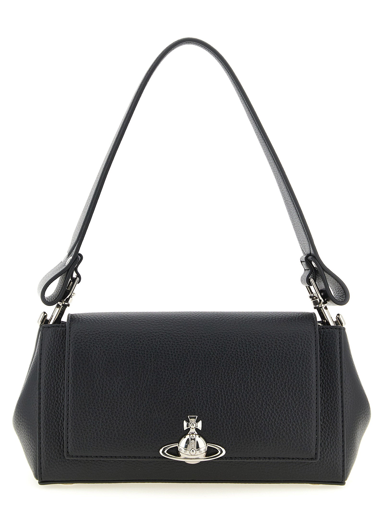 Shoulder Flap Bag by Vivienne Westwood for women in polyethylene polyurethane leather black features a enviable silhouette, showcasing a secure flap & magnetic, ample , and enviable shoulder-strap & handle for a enviable finish.