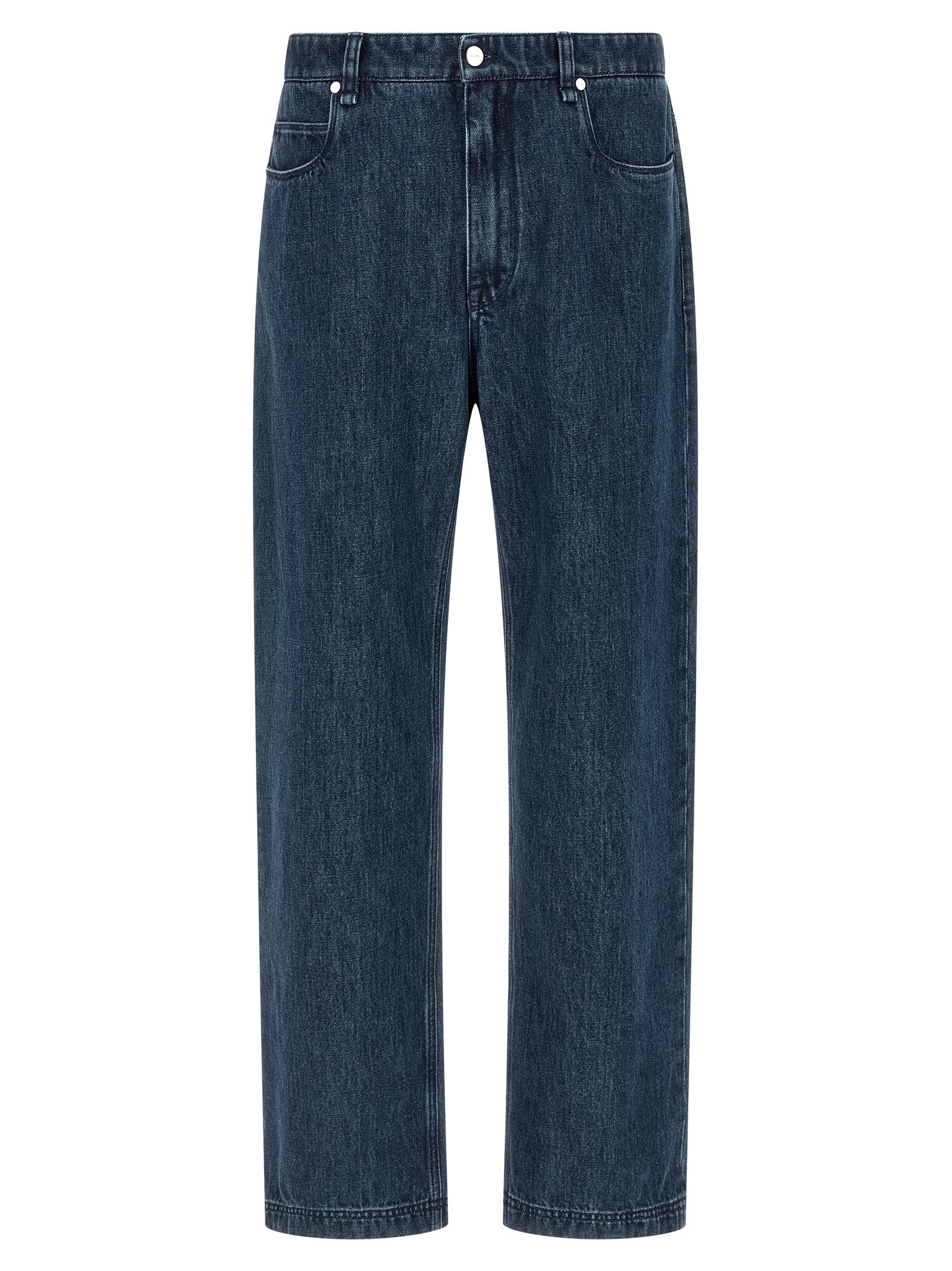 Jeans by Fendi for men in cotton denim blue & print presents a refined pantology silhouette, artfully defined by a refined pantology flared, long, and a sophisticated high rise.