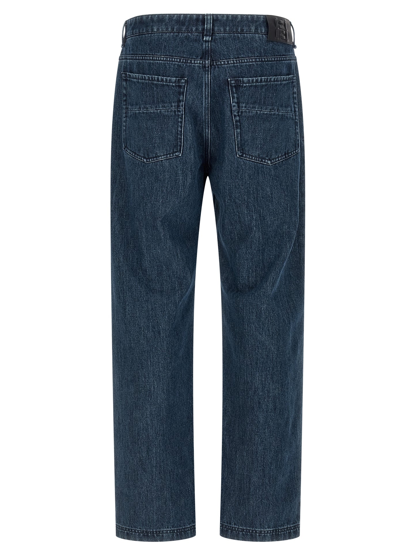Jeans by Fendi for men in cotton denim blue & print features an sartorial flared and long with a high rise cut for a sartorial finish.