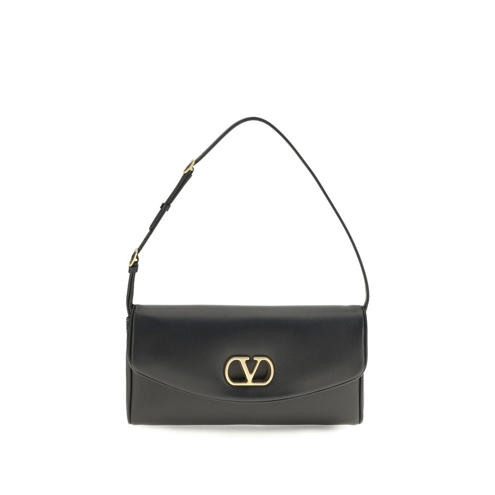 Compact Shoulder Bag by Valentino Garavani for women in bio-acetate & bos taurus nappa calfskin leather brown & signature presents a versatile silhouette, showcasing a secure magnetic and versatile single-compartment with versatile shoulder-strap, adjustable-strap & handle for a sophisticated look.