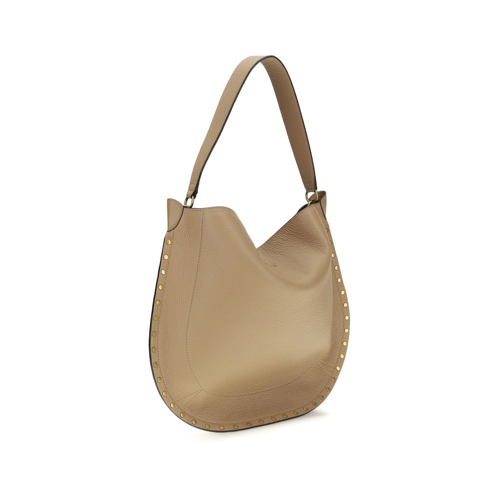 Shoulder Pouch Hobo Bag by Isabel Marant for women in bos taurus calfskin leather beige & gold features a effortless sophistication silhouette, secured by a zipper & magnetic with ample and versatile shoulder-strap & handle for a effortless sophistication finish.