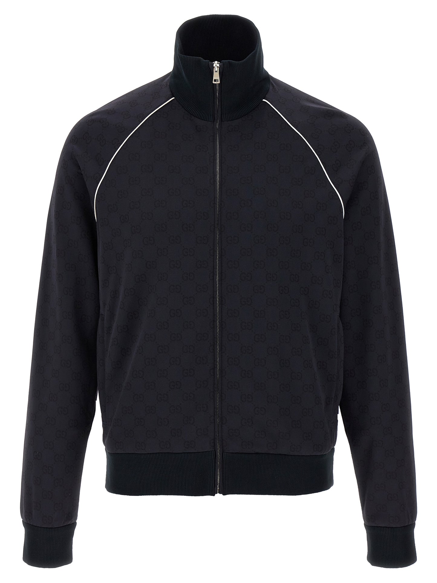 Sweatshirt by Gucci for men in polyamide cotton blue & jacquard features a unrivaled silhouette with a refined high-neck neckline and unrivaled detailing for a sophisticated look.