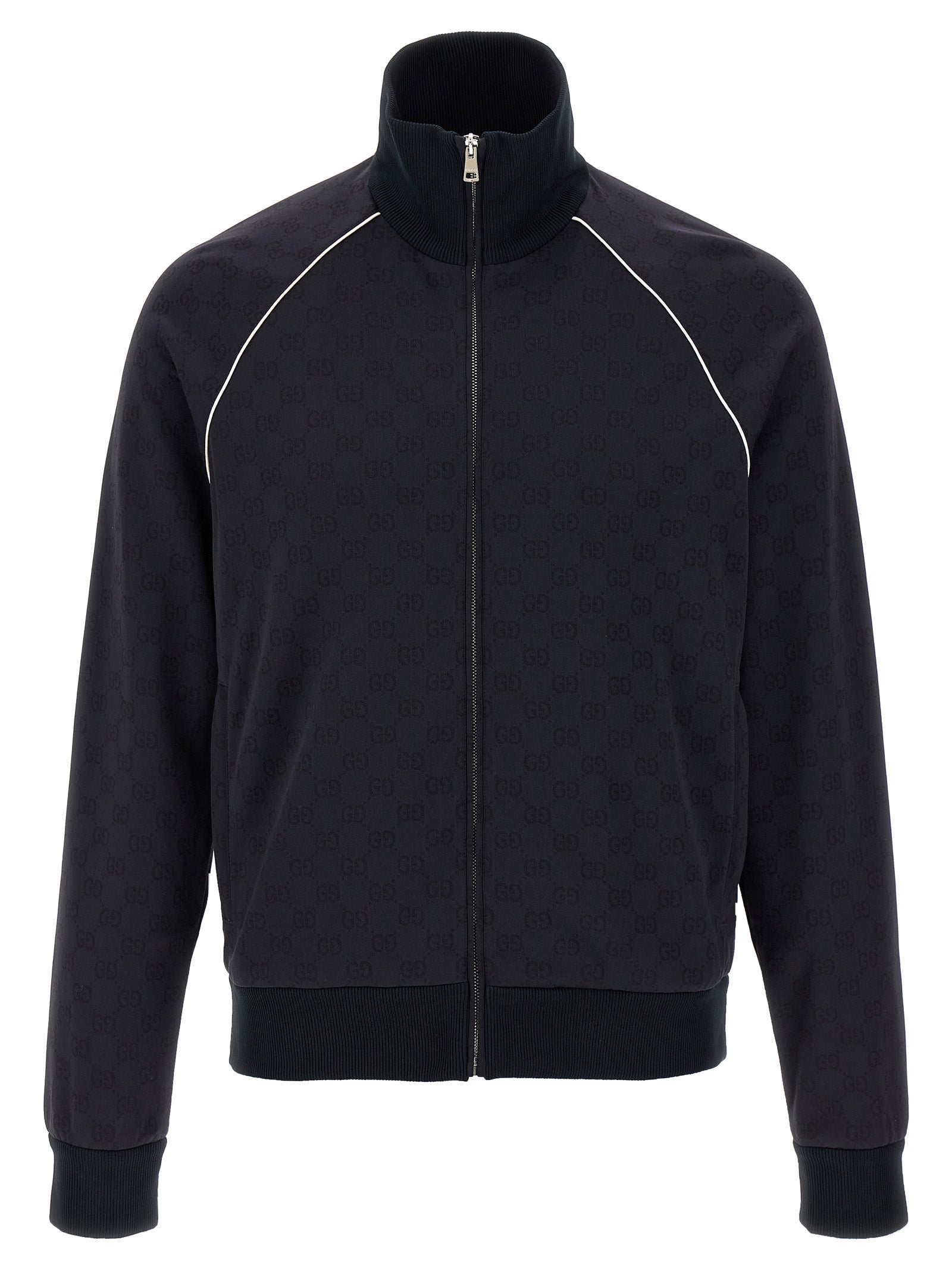 Sweatshirt by Gucci for men in polyamide cotton blue & jacquard features a unrivaled silhouette with a refined high-neck neckline and unrivaled detailing for a sophisticated look.