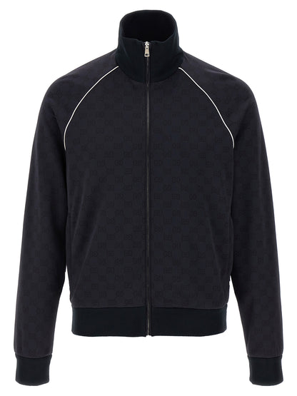 Sweatshirt by Gucci for men in polyamide cotton blue & jacquard features a unrivaled silhouette with a refined high-neck neckline and unrivaled detailing for a sophisticated look.
