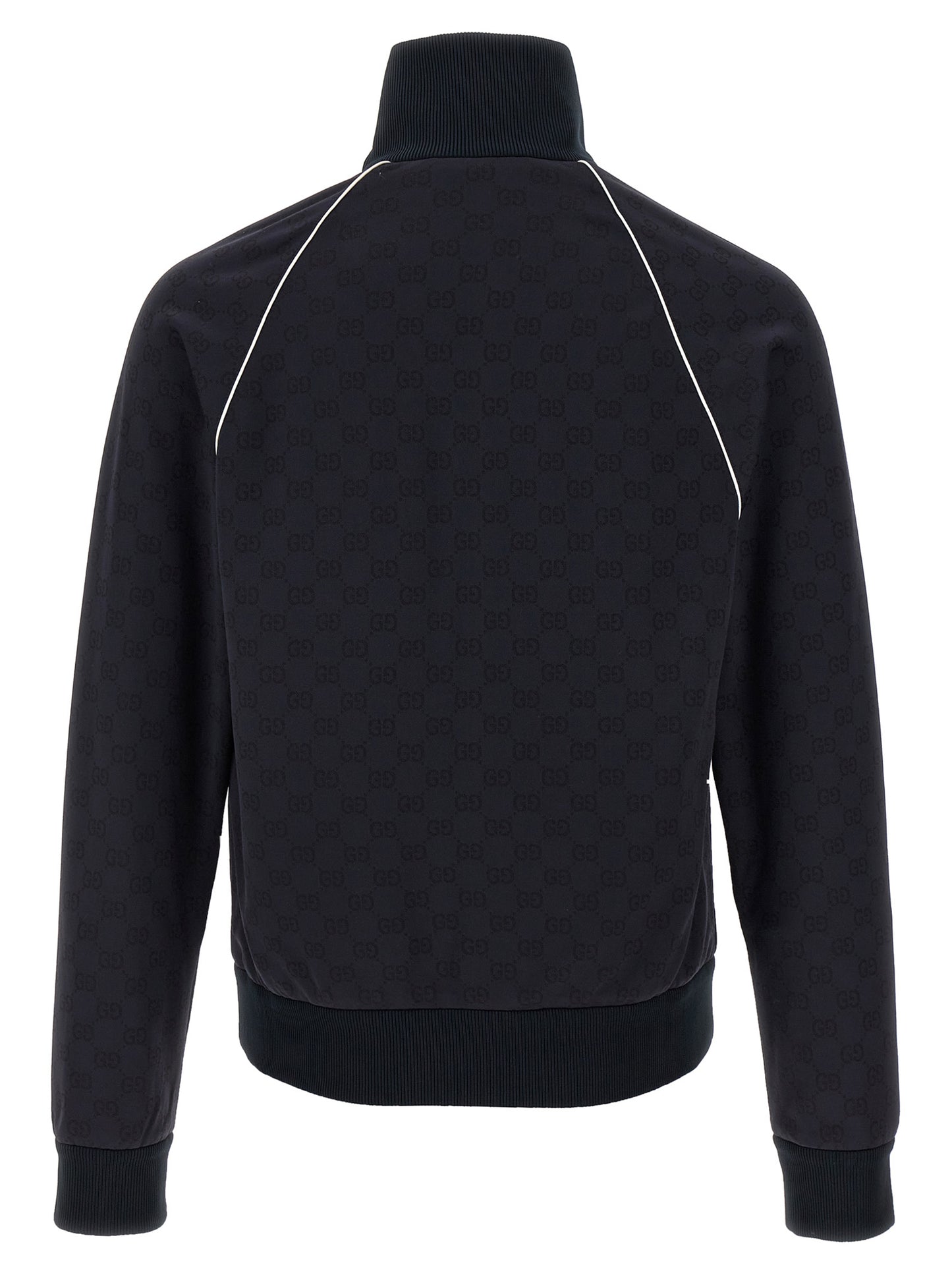 Sweatshirt by Gucci for men in polyamide cotton blue & jacquard presents a smart casual silhouette, featuring a smart casual high-neck neckline and for a sophisticated look.