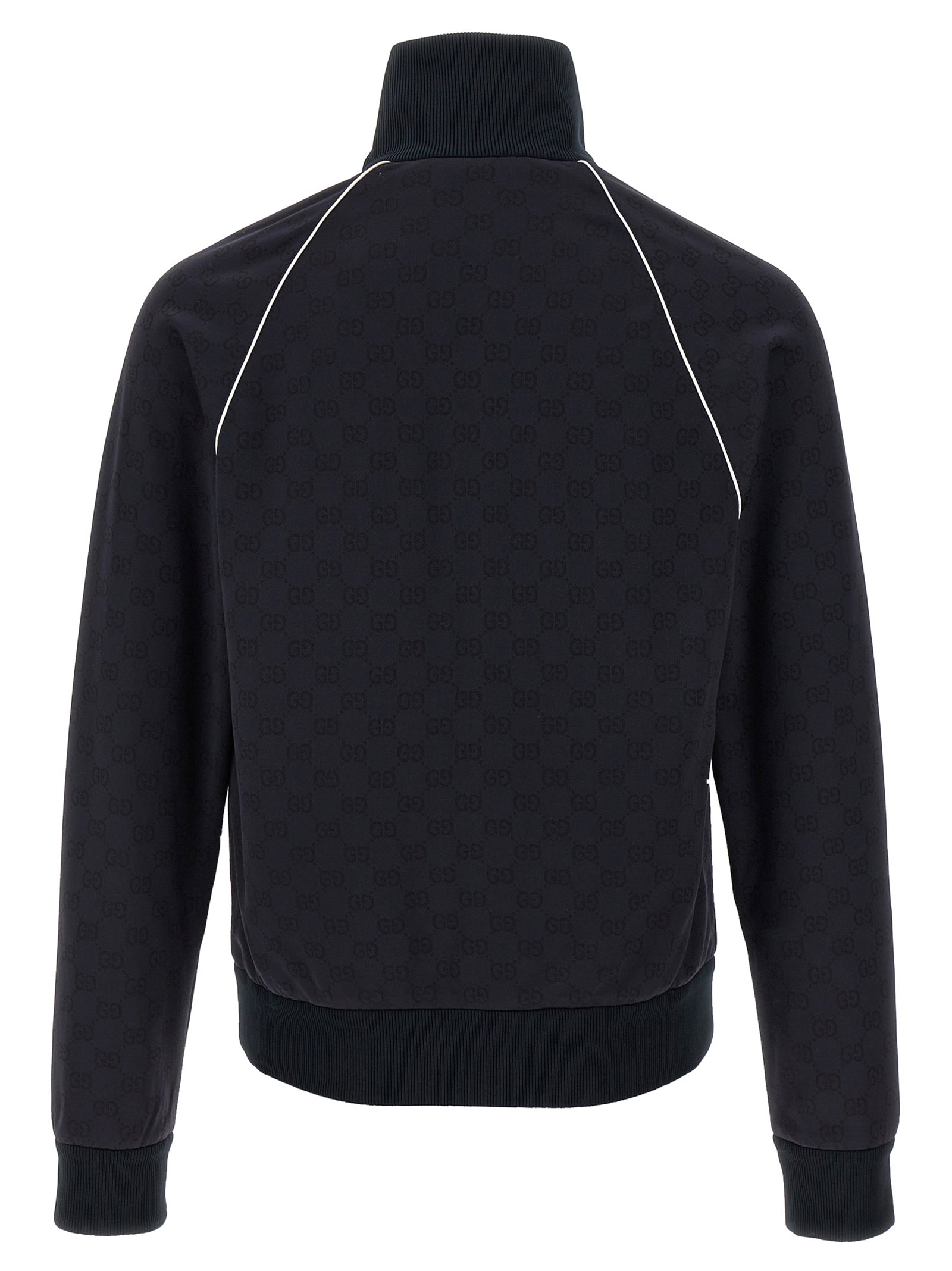 Sweatshirt by Gucci for men in polyamide cotton blue & jacquard presents a smart casual silhouette, featuring a smart casual high-neck neckline and for a sophisticated look.