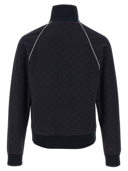Sweatshirt by Gucci for men in polyamide cotton blue & jacquard presents a smart casual silhouette, featuring a smart casual high-neck neckline and for a sophisticated look.