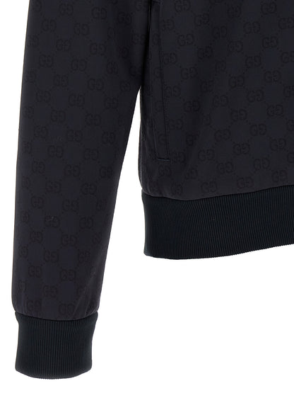 Sweatshirt by Gucci for men in polyamide cotton blue & jacquard features an enviable silhouette, showcasing a premium and refined for a truly enviable finish.