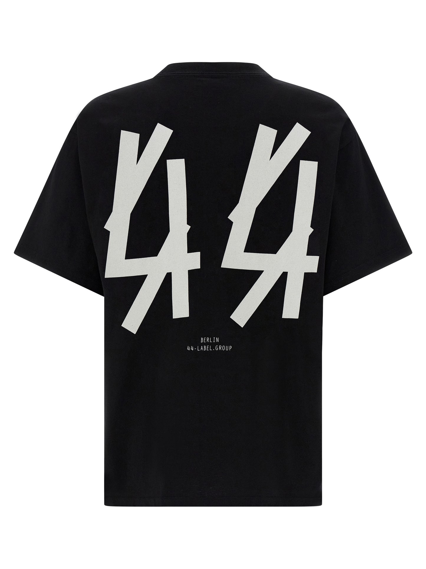 T-Shirt by 44 Label Group for men in cotton black & print features an edgy silhouette, meticulously detailed with a sophisticated and crew neckline for a truly edgy finish.