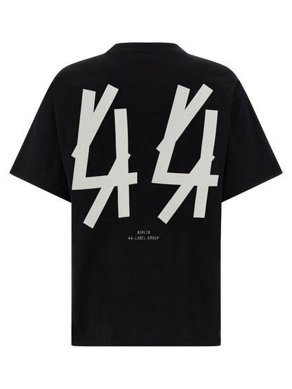 T-Shirt by 44 Label Group for men in cotton black & print features an edgy silhouette, meticulously detailed with a sophisticated and crew neckline for a truly edgy finish.