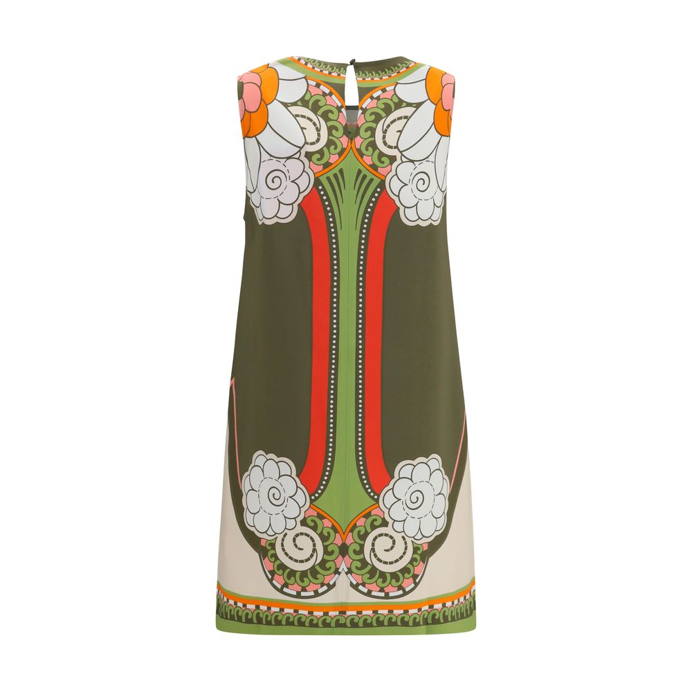 Dress by La Double J for women in viscose satin multicolor, patterned & print showcases a striking silhouette, elegantly detailed with a , refined , and a striking short for a striking finish.